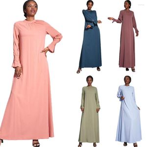 Ethnic Clothing Plain Inner Dress Long Loose Sleeve A Line Women Muslim Fashion Under Abayas Dubai Turkey Solid Color Arab Islamic