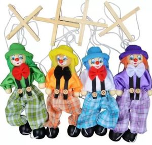 YENİ 7 tarzı 25cm komik parti iyilik vintage renkli çekme kukla palyaço ahşap marionette el sanatları ortak aktivite bebek çocuklar çocuk hediyeler toptan satış