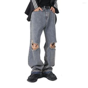 Jeans maschi maschi vecchi strappati per le donne alla moda sciolte casual hip hop buco vintage gambe pantaloni in denim larghi