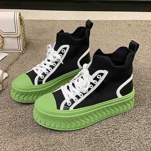 Ladies Lace Up Buty okrągłe obuwia Fashion Women Casual New Sock Sneakers Females Ytmtloy Chelsea Boots Botines de MuJe L230704