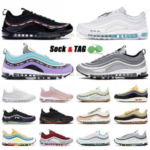 SW 97 TN 97S Rinnande skor Sean Wotherspoon Satan Safari den obesegrade trippel svarta vitrosa sliverkulan Jesus South Beach Dhgate Designer Trainers Mens Womens