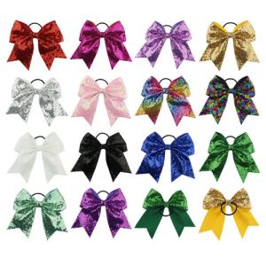 8 INCH Fashion Handmade Sequin Bling Cheer Bows Hairbands for Girl Children Kids Boutique Accessorie