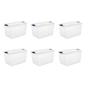66 Quart. Riegelbox aus Kunststoff, Stadionblau, 6er-Set