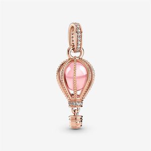 100% 925 Sterling Silver Sparkling Pink -Air Balloon Dangle Charm Fit Original European Charms Armband Fashion Wedding Egageme312f