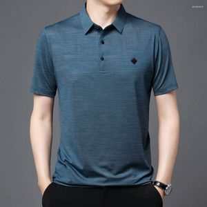 メンズポロスビジネスカジュアルポロシャツ韓国ファッションデザインセンス半袖若い男性と中年の男性サマークラシックトップW5606