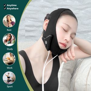 Ansiktsvårdsenheter USB Electric V Face Slimming Vibration Massager dubbel hak Reducer Cheek Face Lift Up Belt Shaping Belt V Face Mask 230717