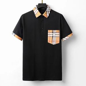 2023Lapela manga curta camiseta masculina de alta qualidade POLO xadrez masculina moda casual base camisa social respirável meia manga M-XXXL88