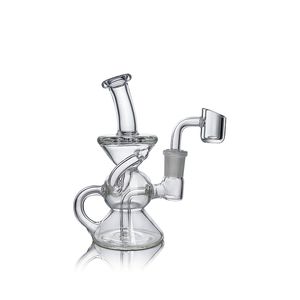 Waxmaid 5.3inch Hourglass Mini clear hookah Dab Rig 4 holes stem turbine percolators Glass Bong borosilicate glass water pipe US warehouse retail order free shipping