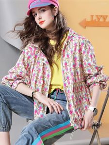 Women's Trench Coats Spring 2023 European Fashion Thin Hooded Coat Loose Top Grade Floral D410