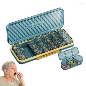 Frascos de armazenamento Recipiente de caixa organizadora de vitaminas Divisores semanais para comprimidos para uso externo em viagens