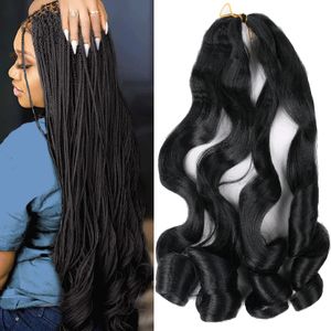 Cabelo de trança de onda francesa 22 polegadas saltitante solto ondulado trança de cabelo 75 g/pacote cabelo de trança francesa cabelo de crochê pré esticado com pontas encaracoladas ls04