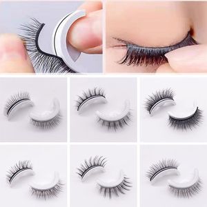 Falska ögonfransar 1Pair Återanvändbart Selfadhesive 3D Mink Lashs GlueFree Eyelash Extension 3 sekunder att bära inget lim behövs 230617