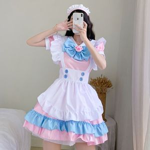 Cosplay Costume Pink Women Maid Outfit Anime Long Dress Black and White Apron Dress Lolita Dresses Men Cafe Costume