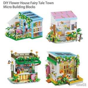 Blocks Flower House Fairy Tale Town Micro Building Blocks Children DIY Mini Bricks Constructor Kids Educational Toy Girls Gifts R230718