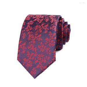 Bow Ties Vintage 7cm Mens Neslits Dark Red Floral Ascot For Man Wedding Polyester Silk Cravat Business Party Corbatas Para