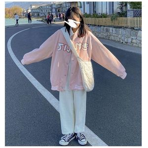 Męskie kurtki baseballowe mundurek 2023 Autumn Korean Loose Student Japan Varsity Jacket Sweet Preppy Girl Krótka urocza streetwear