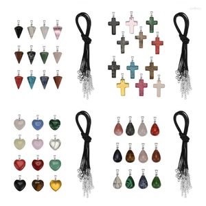 Naszyjniki wiszące 12pcs geometryczne leczenie kryształy Naszyjnik naturalny półprzewodnikowy czakrze szlachetki amulet szczęśliwy monety ochrona urok