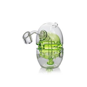 Waxmaid 4,53 Zoll runder Fab Egg Bubbler klares grünes Glas Bong Quarz Banger Wabenperkolator Shisha Bohrinseln Wasserpfeife US-Lager Einzelhandelsbestellung kostenloser Versand