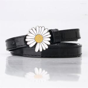 Belts PU Belt Women Daisy Metal Buckle Stylish Ladies Girdle Vintage Leisure Waistband Female Band