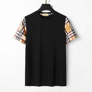 T-shirt estiva da uomo e da donna a maniche corte firmata da uomo, camicia base patchwork a quadri a maniche corte a mezza manica