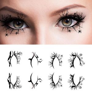 4/8 teile/satz Augen Make-Up Aufkleber Temporäre Tattoos Aufkleber für Frauen Halloween Party Fledermaus Spinne Gesicht Wasserdichte Gefälschte tatto Auge Kunst