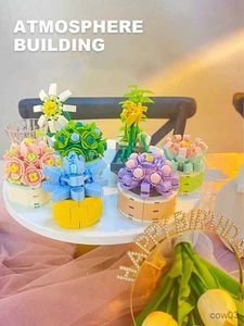 Blocchi Bouquet Block Flower Building Blocks Modello Romantico Decorazione domestica Pianta in vaso Assemblaggio Costruzione Toy Girl Gift R230718