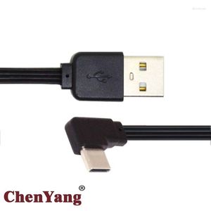 Computer Cables Chenyang 13cm USB 2.0 Type-A Male to USB-C Type-C vänster höger vinklad 90 graders data Flat Slim FPC-kabel för FPV-disktelefon