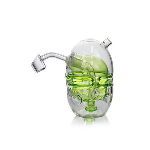 Waxmiad 4,53 Zoll runder Fab Egg Bubbler grüner klarer Becher Shisha Wasserpfeife Glasbong Bohrinseln Wasserpfeife US-Lager Einzelhandelsbestellung kostenloser Versand