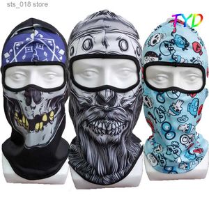 Cykelmössor masker Skull Cycling Balaclava Men Motorcykel Full Face Mask Lycra Moto Biker Cap Windproof Bicycle Ski Face Shield Cover Bandana Scarf T230718