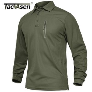 Herrpolos Tacvasen Zipper Pocket Tactical Work Shirt Men's Long Sleeve Premium Polo Shirt Casual Golf Sports Army T-Shirt Topp 230717