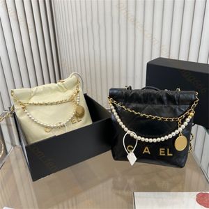 Top designer Shoulders bag Pearl Chain trash bag Women Genuine leather Handbag Chain shoulder Cross body bags Evening Bags clutch totes hobo purses wallet wholesale