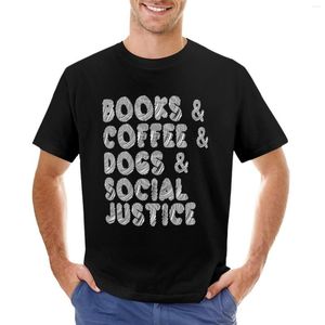 Men's Polos Books And Coffee Dogs Social Justice: The Identity T-Shirt Cute Clothes Men T Shirts