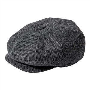 Newsboy Hats JANGOUL Newsboy Caps News Fashion Men Wool Blend Flat Cap 8 Pane Hat Driving Hats with Button Front Gatsby Cap for Male HKD230718