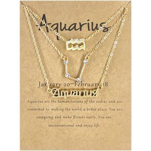 The Twelve Signs Of The Alphabet Symbols Set Diamond Three-piece Necklace Collarbone Chain303b