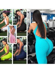 Kobiety kombinezonki Rompers Rompers Kombinezon sportowy bez rękawów Bez pleców Kostium Szybki suchy sucha body bodysuit fitness