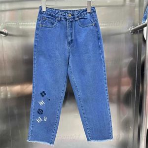 Jeans de grife feminino Calças jeans de verão femininas de seção fina soltas calças retas casuais tendência jeans moletom roupas femininas