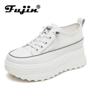 Dress Shoes Fujin 5 5cm Genuine Leather Platform Wedge Chunky Sneaker White Casual Comfortable Breathable Spring Autumn 230717