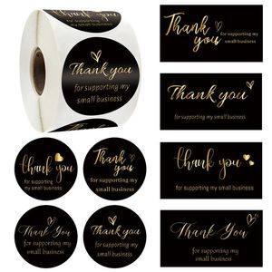 Greeting Cards 5x9cm Black Gold Heart Print Thank You Postcard Online Retail Package Inserts Customer Shopping 500p Stickers