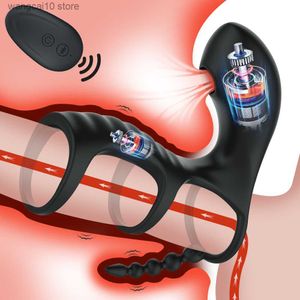 Andere Gesundheitsschönheitsartikel Saugen Klitoris Stimulator Verzögerte Ejakulation Penisring Männlicher Masturbator Fernbedienung Cockring Vibrator Spielzeug für Paare T230718