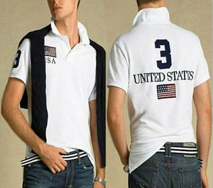 T-shirt a maniche corte con ricamo bandiera nazionale di alta qualità T-shirt polo da uomo in puro cotone T-shirt casual versatile a maniche lunghe