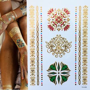 Metallic Gold Tattoo Silver Tatuaggi temporanei impermeabili Adesivi sul corpo donne Flash Tattoo Stickers uomini