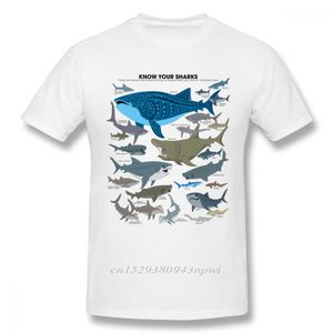 T-Shirt Marine Organisms Sharks para Homem Estilo Vintage Manga Curta Algodão Orgânico Tamanho Grande Camiseta Camiseta