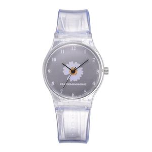 Piccolo Daisy Jelly Watch Studenti Ragazze Cute Cartoon Crisantemo Orologi in silicone Cinturino trasparente Quadrante grigio Orologi da polso211S