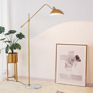 Floor Lamps Industri Lamp Nordic Gold Simple Metal Corner Marble Base Adjustable Length Light Living Room Home Interior Ligh