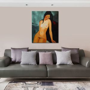 Amedeo Modigliani Figur Leinwand Kunst handgemachte weibliche Akt Kunst Ölgemälde für Wohnung Dekor modern