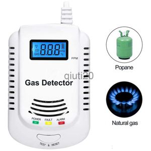 Other Alarm Accessories Gas Detector Voice Warning Kitchen Alarm in Combustible Natural LCD Display GAS LEAK SENSOR Alarm With backup battery EU Plug x0718