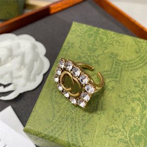 Classic retro woman Opening With Side Stones Rings ggity Designer Double Letter G Luxury Jewelry men Women wedding Ring 1112