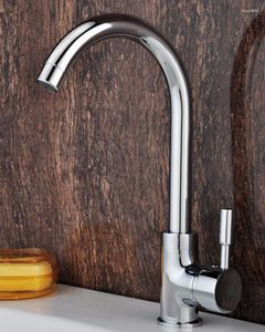 Kitchen Faucets Minimalist Silvery Brass Sink Tap 360 Degree Swivel Spout Bathroom Single Handle Taps Polished Chrome