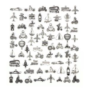 Mixed 70 Designs Retro Silver Color Traffic Transportation Pendant Fitting Vehicle Ship Aircraft Charms DIY Jewelry Accessories 70245C