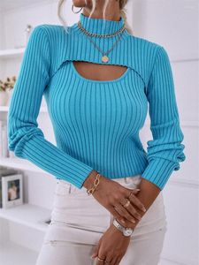 Kvinnors tröjor WSevypo Kvinnor stickade tvådelar Tröja Set Autumn Office Lady High Neck Long Sleeve Crop Tops Ribbed Sling Vest Knitwear